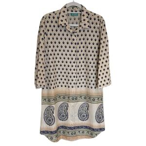 Antica Sartoria Button Front Cotton Cover Up Shirt Dress Large